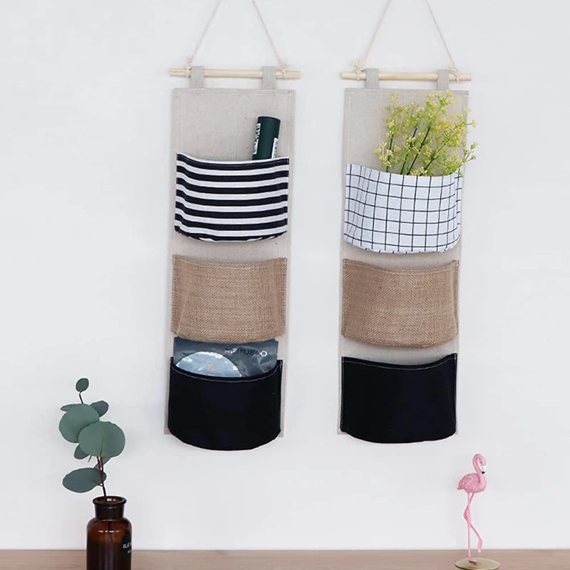 

Wall Closet Hanging Storage Bag Premium Cotton Linen The Door Organizer Hanging Storage Pouches For Bedroom Bathroom