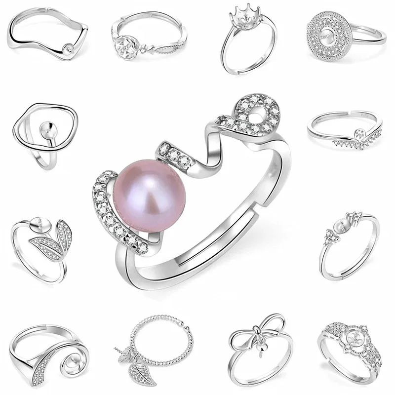 MEETSOFT 2 шт./комплект пустое кольцо из стерлингового серебра S925 пустая основа для