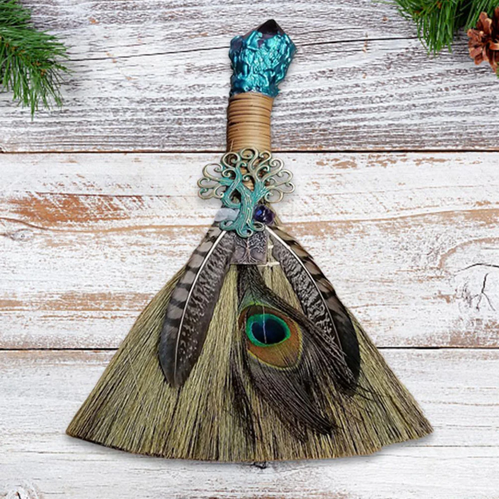 Украсьте мини-ведьбу метлу металлическую ручной работы мискатус хрустальную