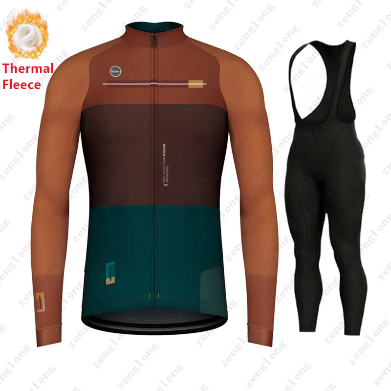 2023 Winter Cycling Clothing Long Sleeve Men's Cycling Jersey Set Thermal Fleece outdoor Bike Clothes Ropa Maillot Ciclismo MTB