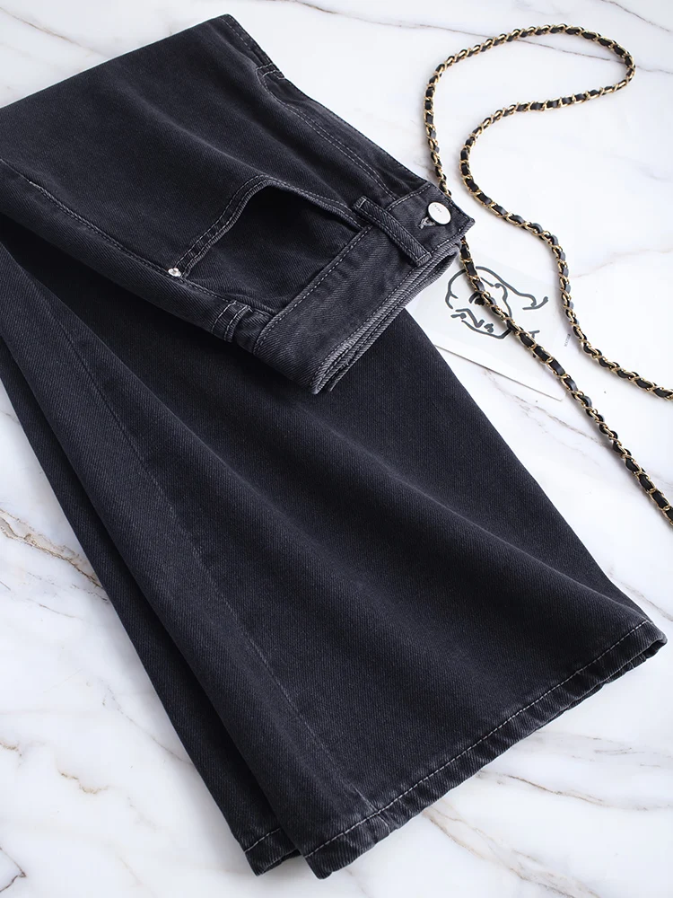 Например корейская мода 2022 джинсовые сексуальные юбки с разрезом черная