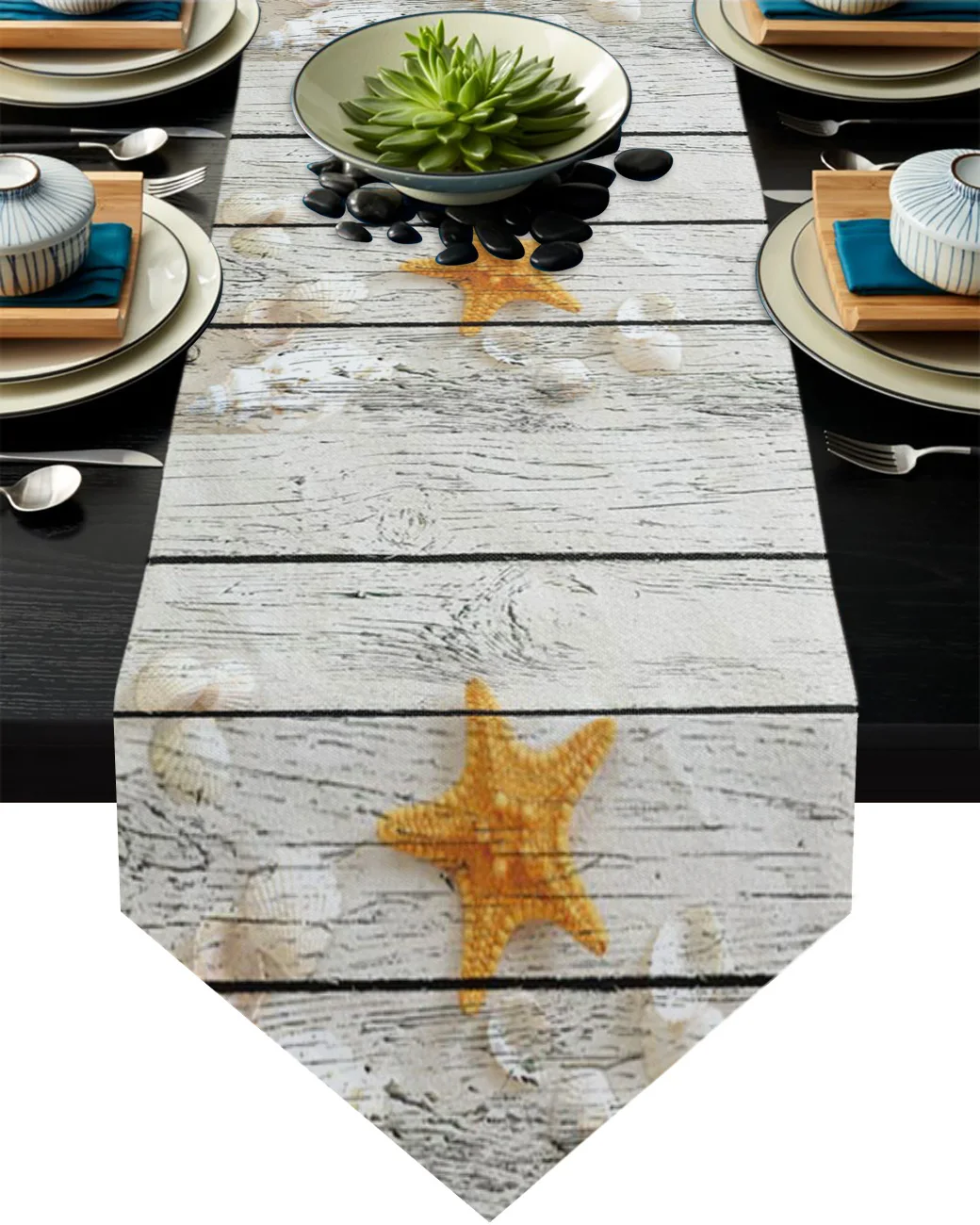 

Starfish Wood Board Shell Coffee Table Decor Tablecloth Wedding Decoration Dinning Table Decoration Table Runner