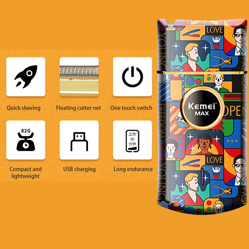 Бритва Kemei из титановой двойной фольги Профессиональный парикмахерский