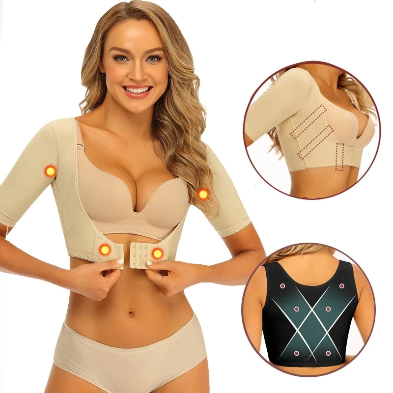 Women Post Surgical Chest Corrective Lifting Sleeves Humpback Back Shoulder Posture Corrector Top Arm Corset Shapers Underwear