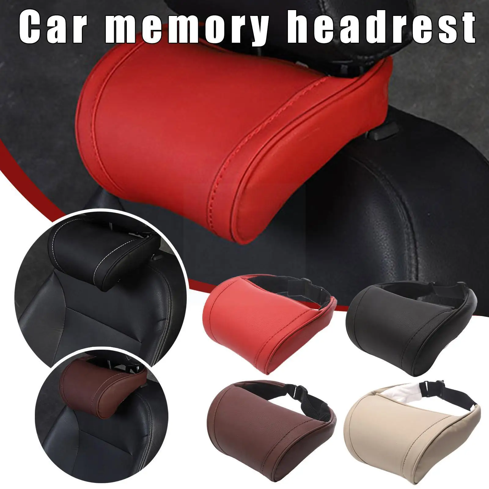 

Универсальная автомобильная подушка на подголовник, Кожаная подушка с эффектом памяти, удобная подушка из пены, мягкая поддержка шеи, Автом...