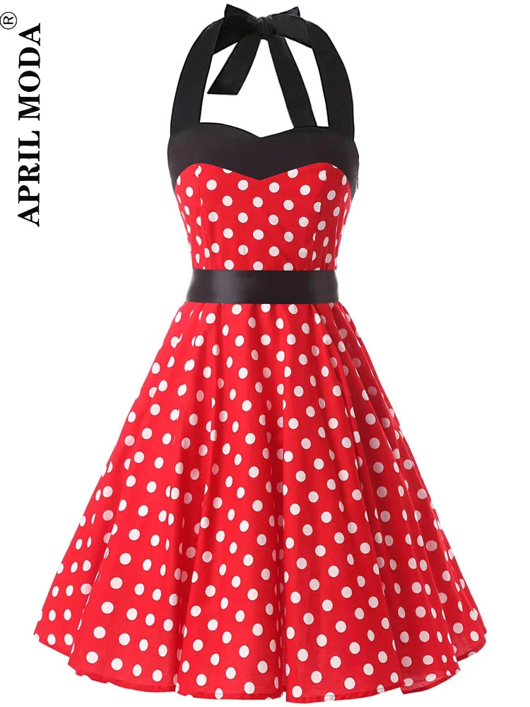 

2022 Red and Black Sweetheart Halter Party Vintage Dress Women Pin Up Sundress Fit and Flare Layered Elegant Midi Flare Dresses