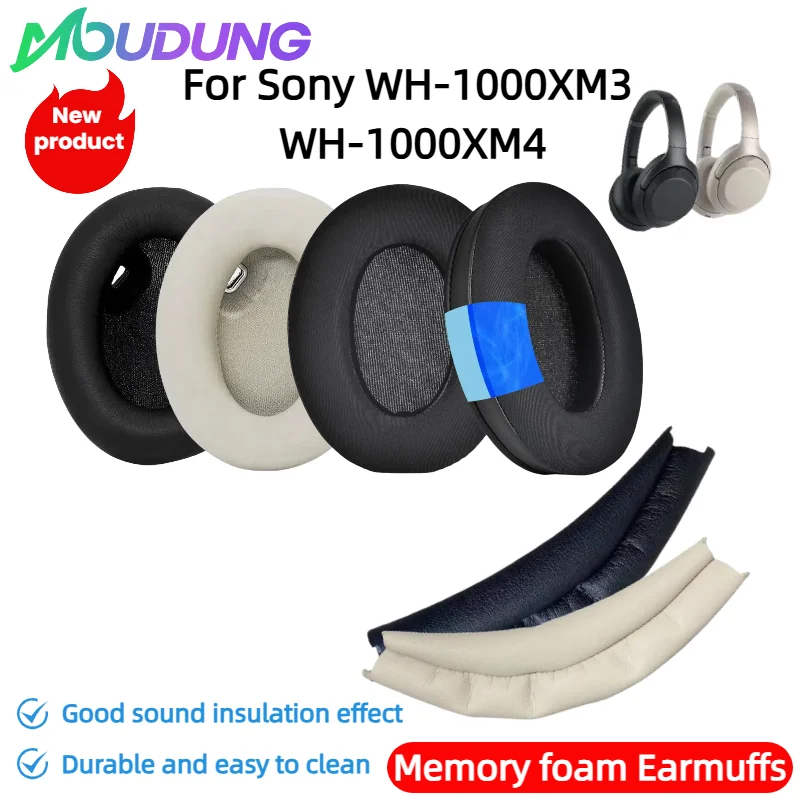 Фото Сменные амбушюры MOUDUNG, повязка на голову для Sony WH-1000XM3 WH-1000XM4, гарнитура, амбушюры, кожаный рукав, наушники-вкладыши №1