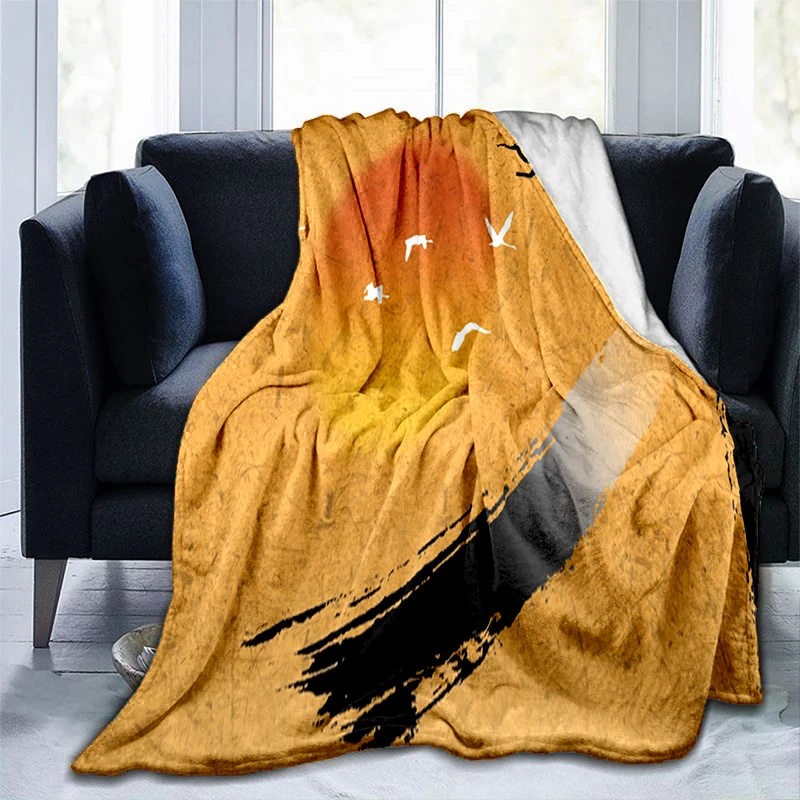 

Flannel Blanket Teens and Adults Personality Relatives and Friends Blanket Gift Chinese Painting Landscape Blanket Baby Blanket