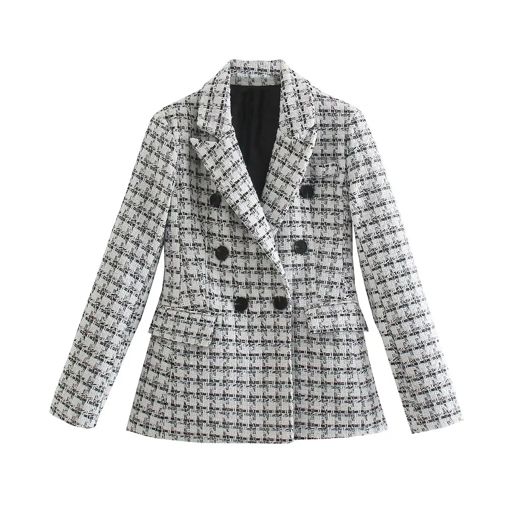 

2021 spring and autumn new style small fragrance texture casual woolen long-sleeved double-breasted jacket
