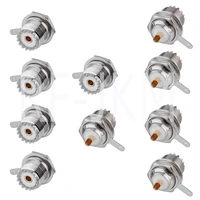 5 10pcs uhf so239 female jack connector bullkhead nut solder for panel mount rf coaxial adapter