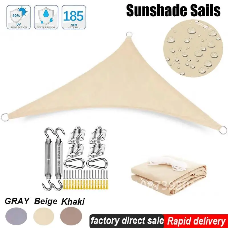 Multi-size Triangle Sun Shade Sail Waterproof Outdoor Garden Patio Party Sunscreen Awing Canopy For Beach Camping Pool