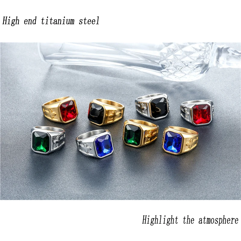 

Высококачественная большая модная Европейская и американская индивидуальность Ретро рельефная Крестовая свободная Stonemason Мужская титанов...