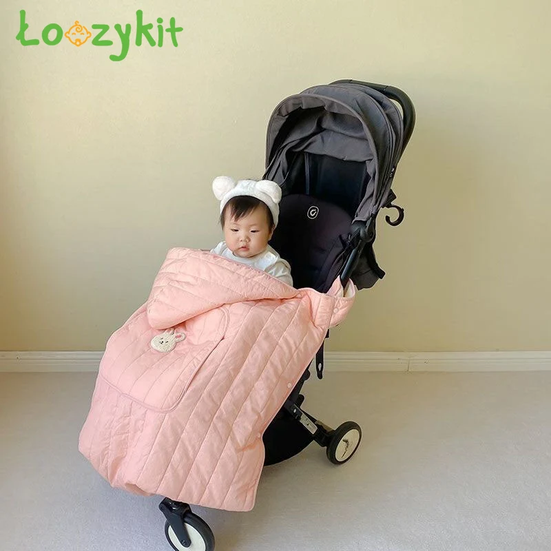 

Winter Baby Stroller Blanket Newborn Trolley Cotton Warm Thick Cover Swaddle Wrap Windproof Fleece Quilt Kids Straps Blankets