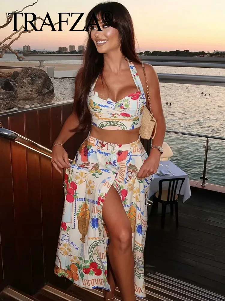 Женский комплект из топа и юбки на пуговицах без рукавов