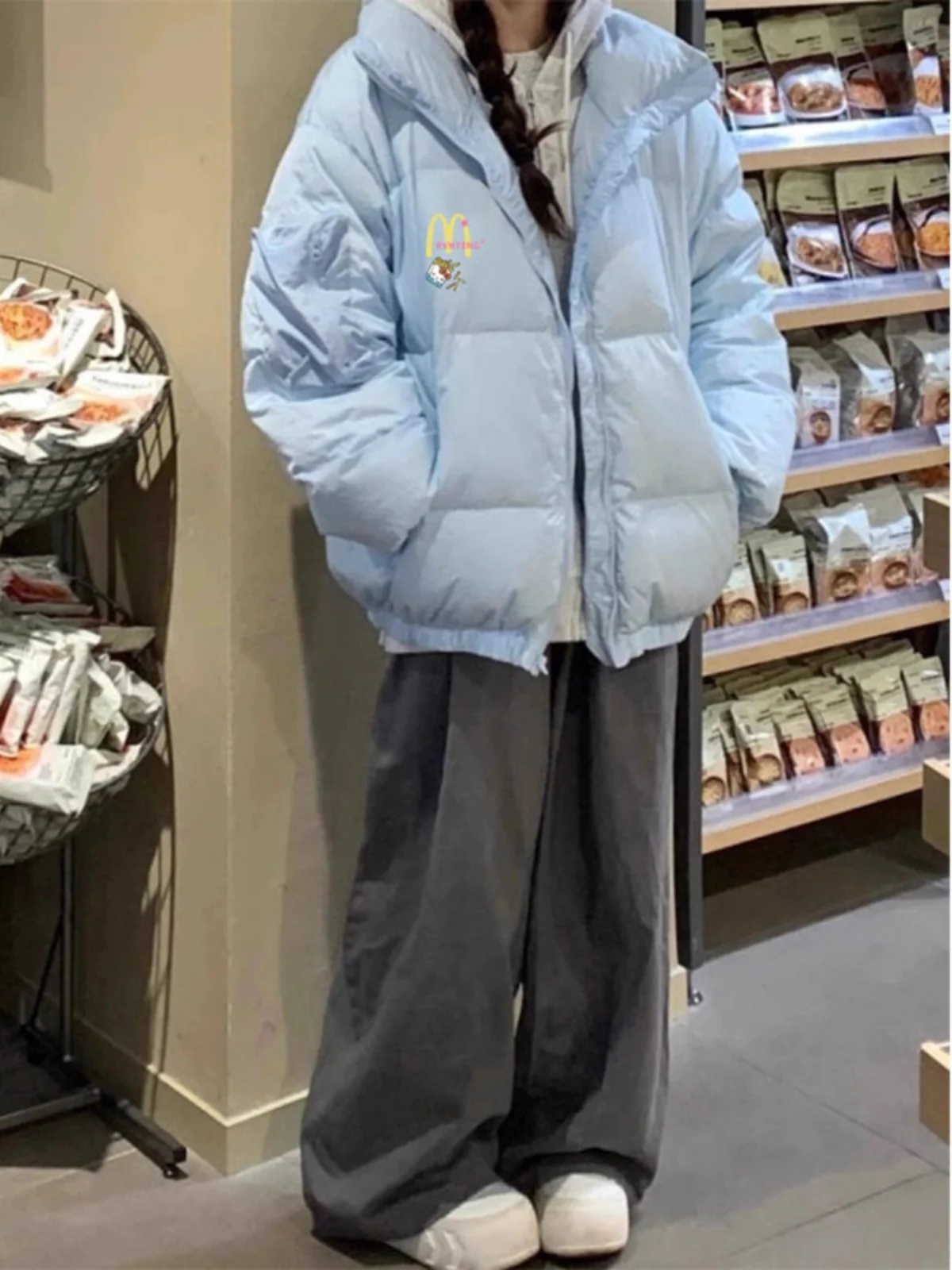 Пуховик с воротником-стойкой хлопковой подкладкой Женская модная брендовая