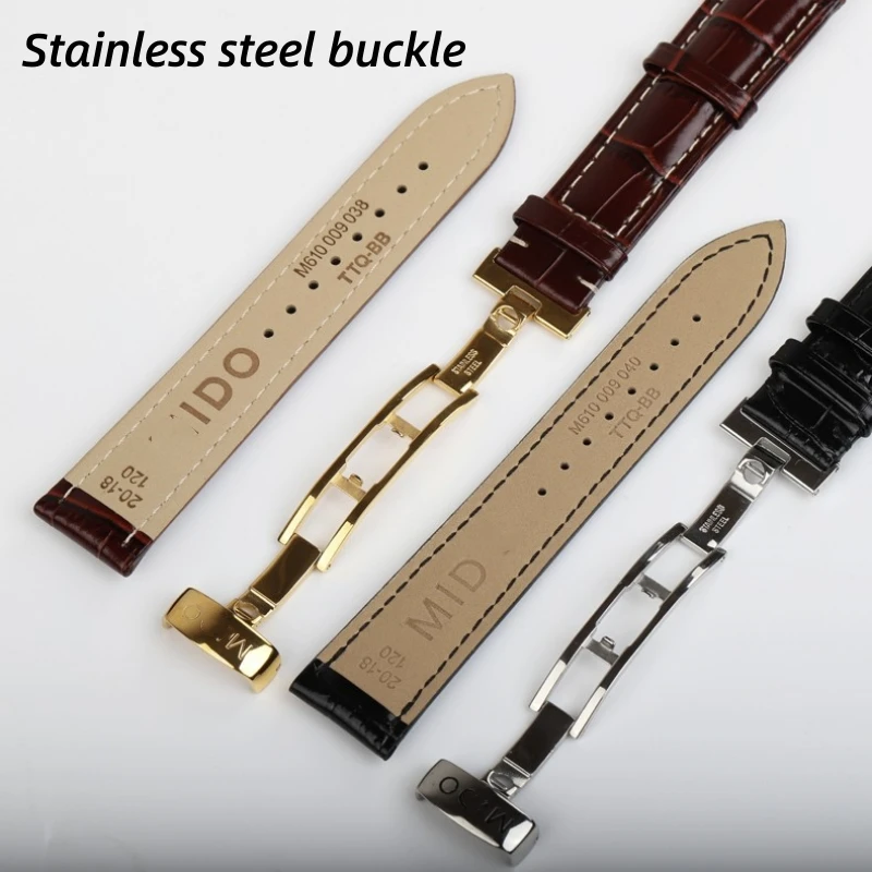 Cow Leather Watchband For MIDO Baroncelli Ocean Star Commander Multifort M005 M024 Cowhide Strap 20mm 21mm 22mm 23mm Bracelet