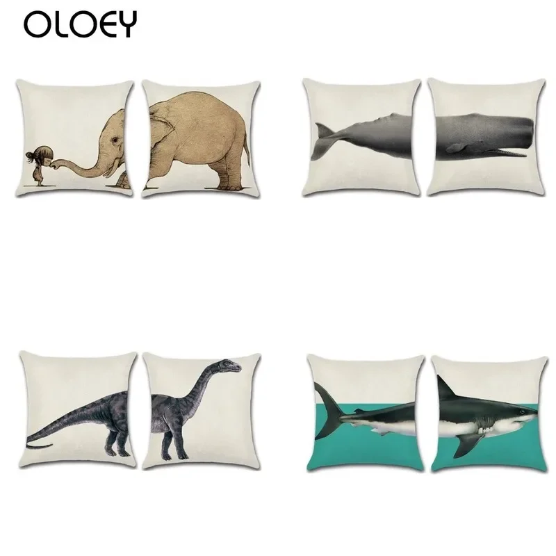Животные Слон Кит льняная Мягкая Наволочка размер 45x45 см украшение для дома