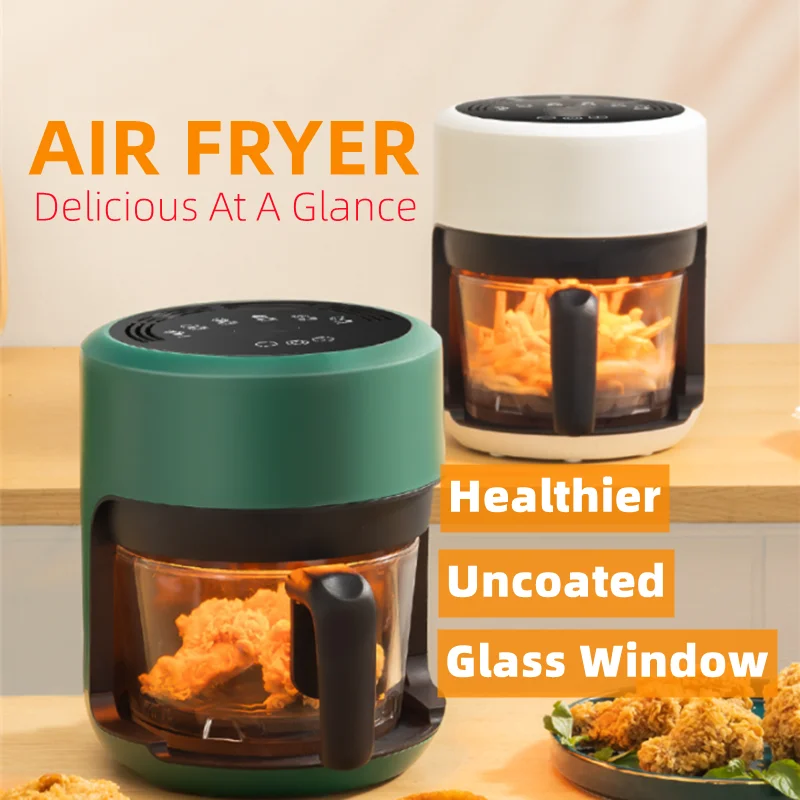 2.5L Without Oil Electric Air Fryer 1000W Digital Visual Airfryer 360°Baking LED Touchscreen Deep Fryer for Home Cooking