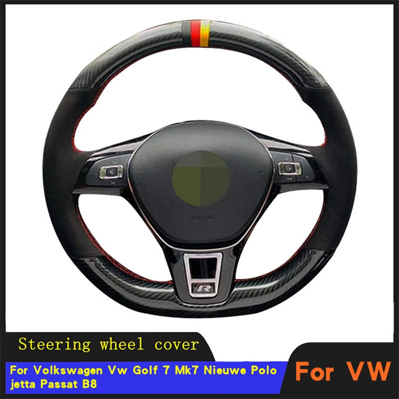 

Car Steering Wheel Cover Braid Wearable Suede Carbon Fiber Leather For Volkswagen Vw Golf 7 Mk7 Nieuwe Polo jetta Passat B8