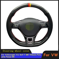 car steering wheel cover braid wearable suede carbon fiber leather for volkswagen vw golf 7 mk7 nieuwe polo jetta passat b8