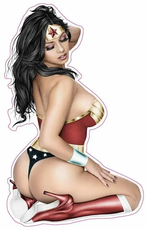 Наклейка с обнаженной женщиной супергероем и девушкой модная наклейка на машину