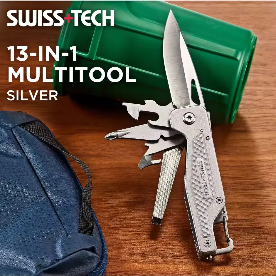 Фото SWISS TECH 13 в 1, снаряжение для кемпинга, мультитул, поход на природу, тактические аксессуары, уличные военные складные ножи EDC №1