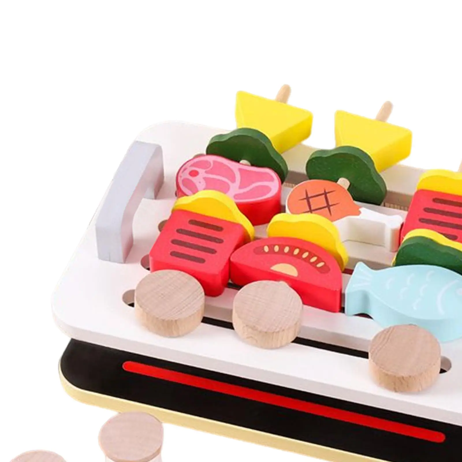 

Montessori Wooden Barbecue Playset Educational Kitchen Toys Hands On Ability Food Pretend Playset for Preschool Kids Boys Gifts