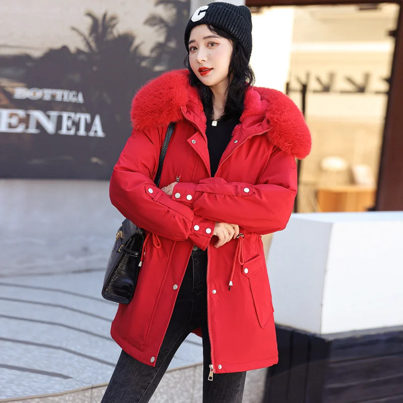 2022 New Autumn Winter Women Cotton Padded Jacket Casual Wool Liner Hooded Coat Parkas Wadded Warm Winter Clothes Women