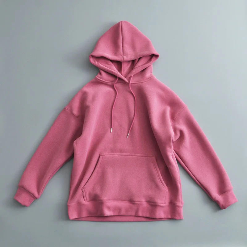 

Женские толстовки однотонные корейские женские пуловеры с капюшоном 2022 хлопок плотные теплые толстовки женский шерстяной свитер