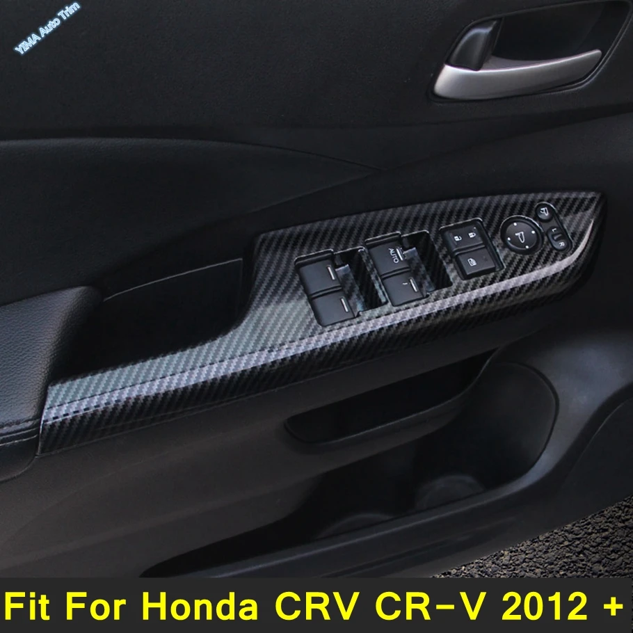 

Carbon Fiber Look Car Interior Door Window Switch Panel Molding Cover Trim 4PCS Fit For Honda CRV CR-V 2012 - 2016 Accessories