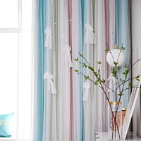 new curtain yarn hollow star window tulle double layer princess style childrens room bedroom balcony high shading girls kids