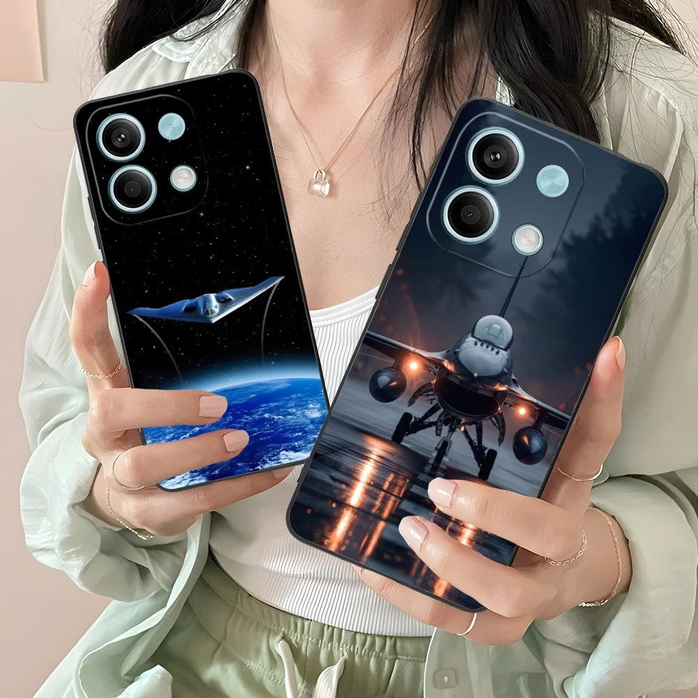 Чехол для мобильного телефона AirForce Plane Xiaomi Redmi 14 13 13C 12 12C 10 10C A1 A2 A3 Plus 5G черный