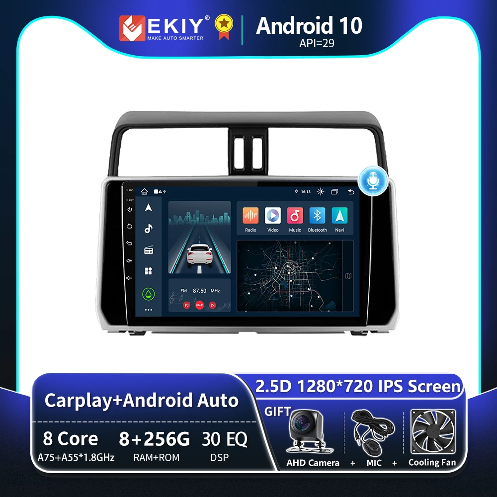 

EKIY T8 8G 256G For Toyota Land Cruiser Prado 150 2017 2018 Car Radio Multimedia System Navigation GPS Android Auto No 2 Din DVD