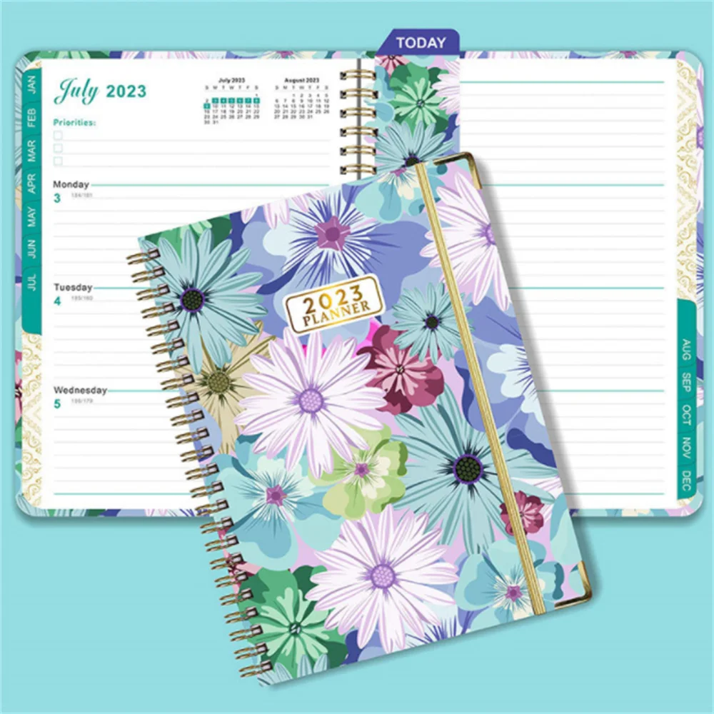 

A5 2023 Diary Weekly Planner Agenda Spiral Organizer Notebook with Bookmarks Goals Habit Schedules Stationery School Supplies
