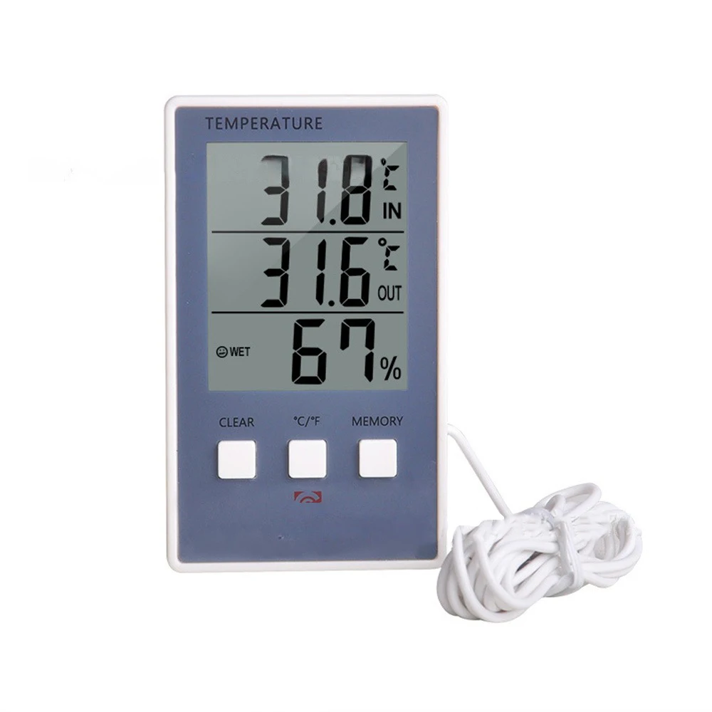 

Digital Thermometer Hygrometer Indoor Outdoor Temperature Humidity Meter C/F LCD Display Sensor Probe Weather Station