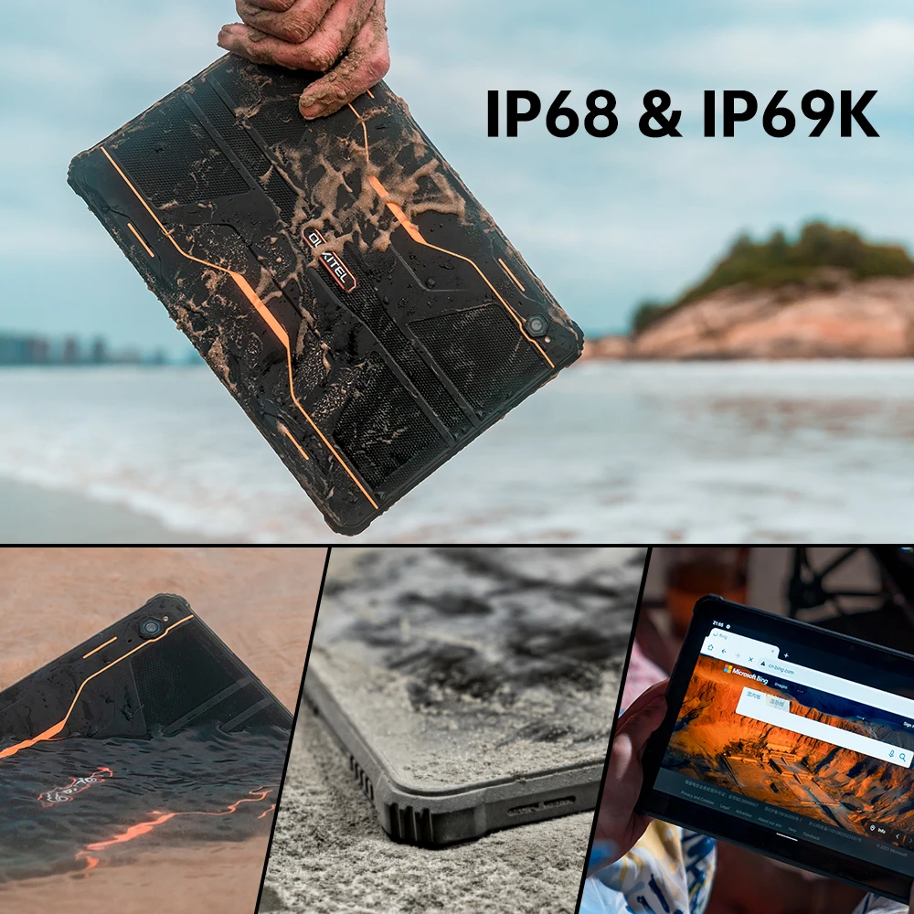 Tanie OUKITEL RT1 10000mAh Bateria IP68/69K Tablet Z Gumowaną Obudową 10.1 ''FHD + Wyświetlacz 4GB + 64GB Octa Core Android 4G Tablet Z Funkcją Telefonu PC
