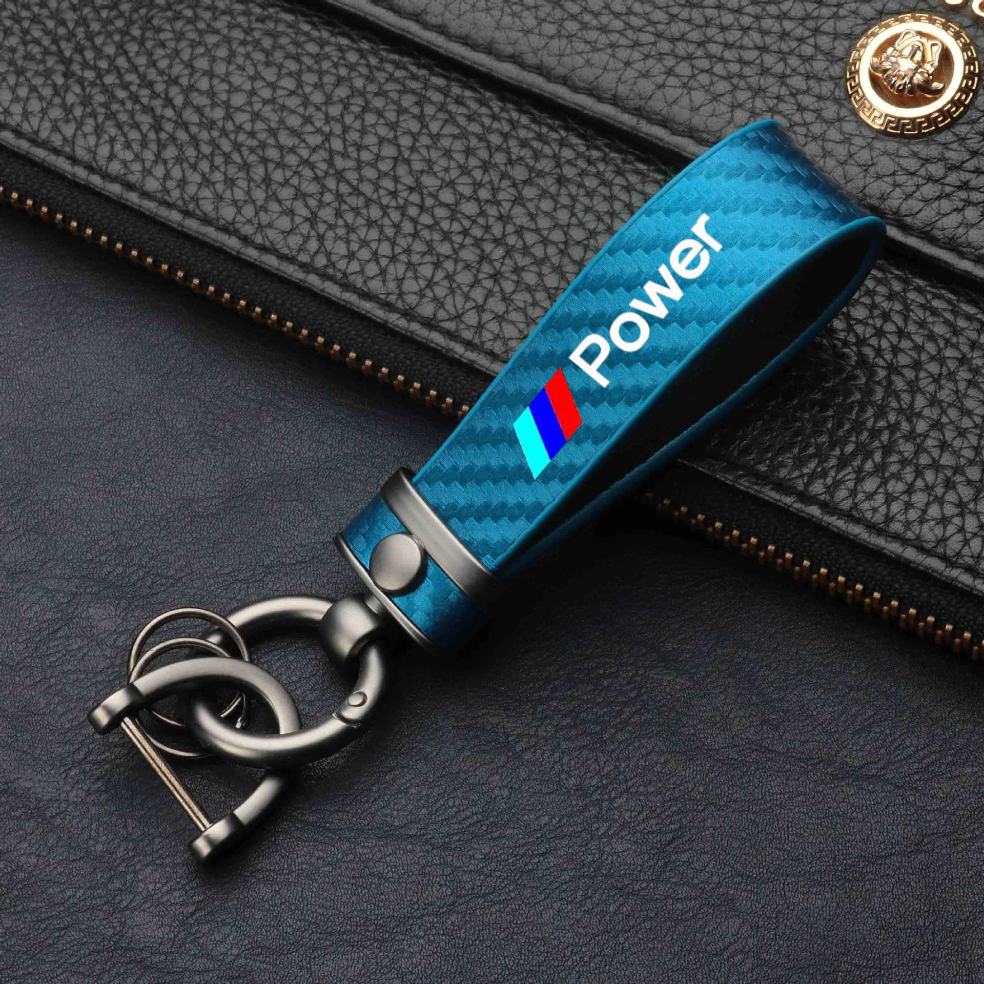 Высококачественный автомобильный брелок с узором из углеродного волокна