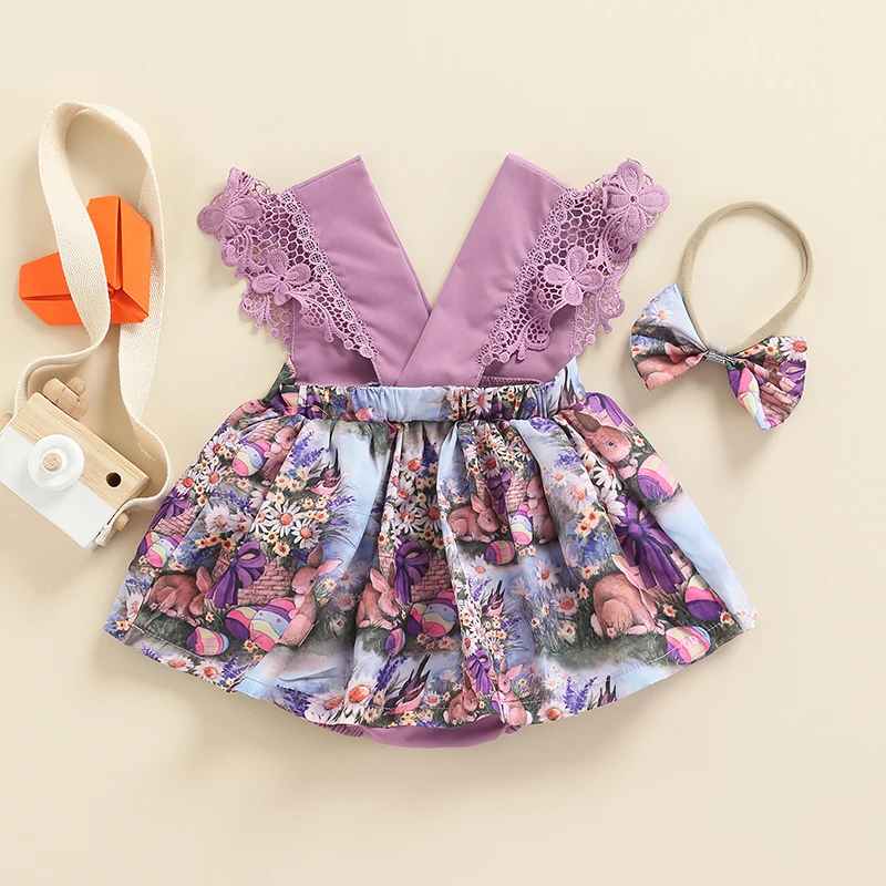 

Цветочный комбинезон для маленьких девочек, платье-пачка, повязка на голову, Кружевное боди с лямкой на шее, платье из тюля с оборками, комби...