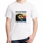 Футболка с коротким рукавом и круглым вырезом для влюбленных, с принтом Let's Eat Wisdom и надписью A Car possum