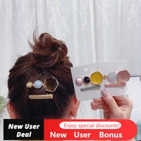 1 set of imitation pearl round oil drop hairpin korean fashion simple hairpin acrylic girl hair accessories