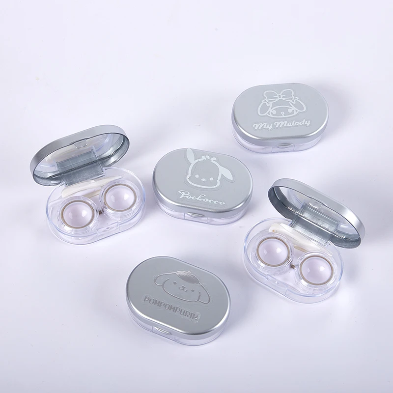 

Sanrio портативный с резиновым кольцом милый мультяшный все-в-одном с трехмерным украшением контейнер для контактных линз с зеркалом