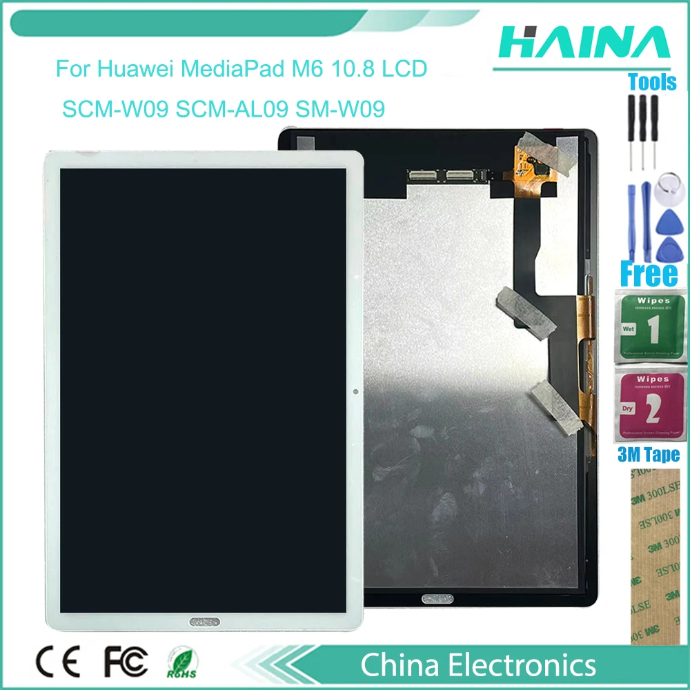 New Tablet LCD For Huawei MediaPad M6 10.8 LCD SCM-W09 SCM-AL09 SM-W09 LCD Display Touch Screen Digitizer Assembly tools