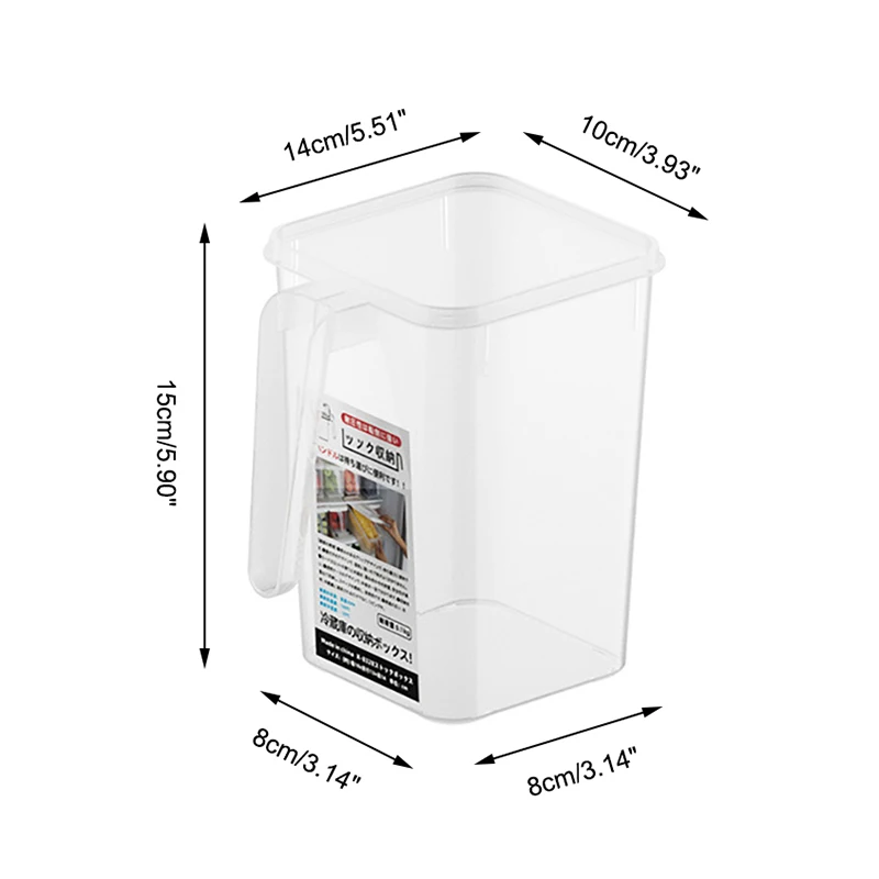 

1pc Refrigerator Clear Storage Box Fridge Side Door Food Fresh Boxes Bins With Handle For Fruit Vegetable Home Kitchen Organizer