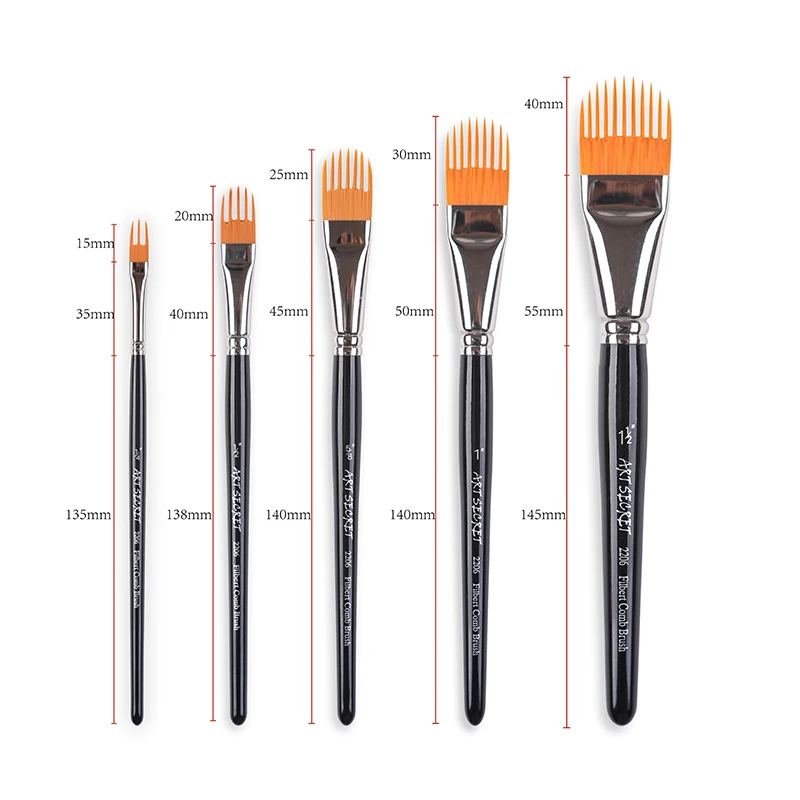 ArtSecret #2206 Filbert Combs Brush For Watercolor Acrylic Painting Korea Nylon Hair Multi-Functional Artist Tools