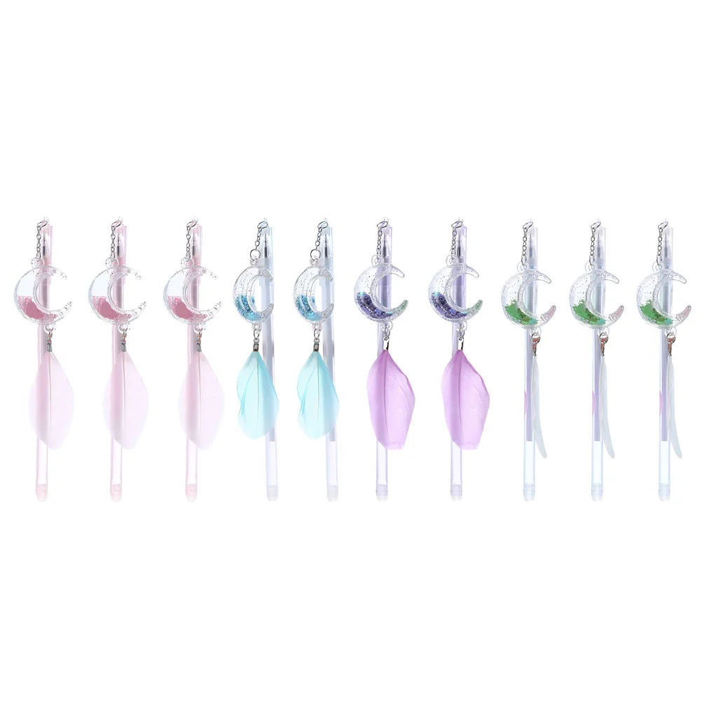 

10Pcs Cartoon Pen Moon Neutral Pen Roller Pen Stationery (Mixed Style)