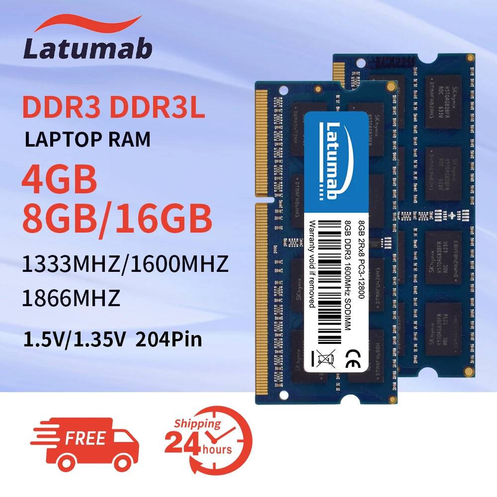 Оперативная память DDR3 DDR3L для ноутбука 8 ГБ, 4 Гб, 1600 МГц, 1333 МГц, 1866 МГц, 1,35 в