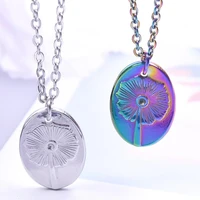 round oval hydraulic flower charm necklace stainless steel necklaces for women men fashion accessories geometric pendant chokers