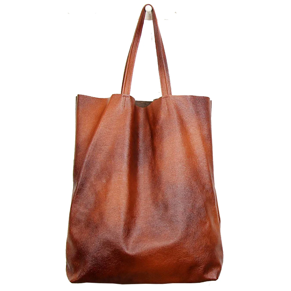 

Женская сумка-шоппер с короткими ручками, из мягкой кожи