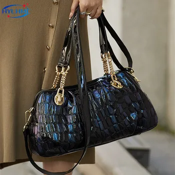 Genuine Leather Women Handbags Luxury Fashion Female Portable Tote Bag Large-capacity Cowhide Mom Shoulder Messenger Bags