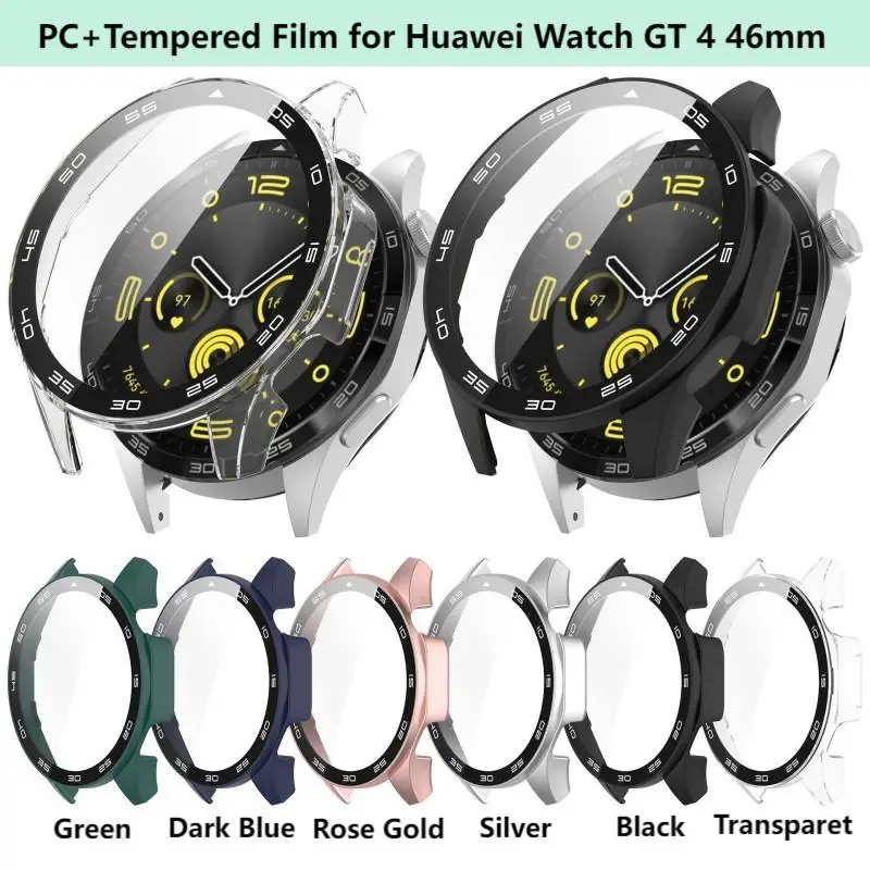 Фото Чехол из ПК + закаленной пленки для Huawei Watch GT 4, 46 мм, 41 мм, чехол-бампер для умных часов, полный стеклянный экран, защитная рамка для часов GT4 №2